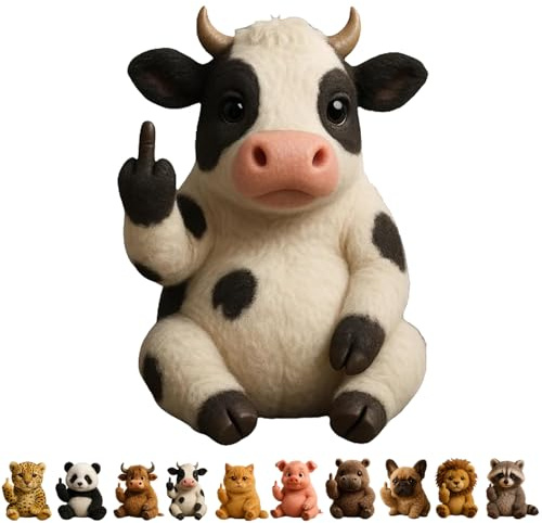 ActSo Middle Finger Plush Animals,lustiger Mittelfinger-plüschhund,niedlicher Lustiger Mittelfinger-plüschhun,Cute Middle Finger Plush Highland Cow,Stress Relief Decor Gift,for Home Office Desk-F