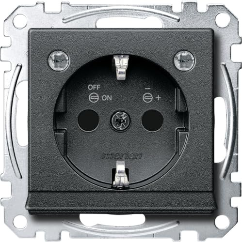 Merten MEG2304-0414 SCHUKO-Steckdose m. Lichtausl. u. LED-Bel.-Modul, BRS, StK, anthrazit, Sys. M