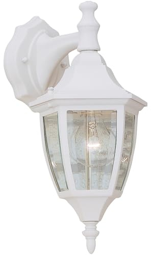 Designers Fountain Waterbury Outdoor Light Fixture, 14.25 Inch Exterior Wall Lantern Sconce for Front Door, Patio and Porch, White, 2461-WH