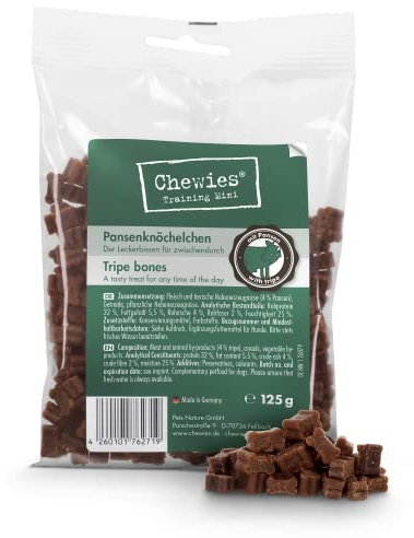 Chewies Hundeleckerli Training Mini Pansen Knöchelchen - 125 g - Hundesnacks zuckerfrei & mit hohem Fleischanteil - ideal als Trainings-Leckerli für Ihren Hund