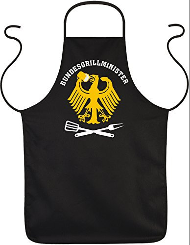 Tini - Shirts Lustige Grillschürze mit ihrem Wunschnamen unisex: Bundesgrillminister! schwarze Kochschürze mit Namen !!