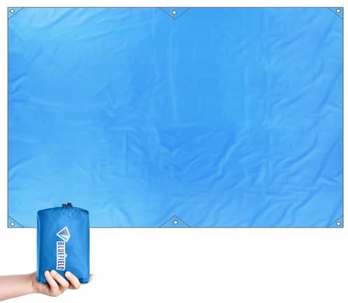TRIWONDER wasserdichte Zeltunterlage Zeltplanen, Leichte Picknickdecke Campingdecke für Camping Wandern Strand Picknick (Blau, L - 2.4x2.2m)