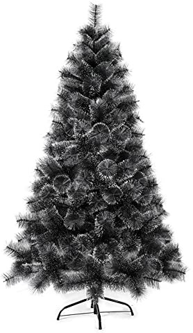 Solagua Árbol de Navidad Pino 120-210cm, Abeto Artificial Ignífugo con Hojas de Aguja, Decoración Navideña Ideal para Hogar, Oficina y Local con Soporte Metálico (210 cm, Negro con Efecto nevado)