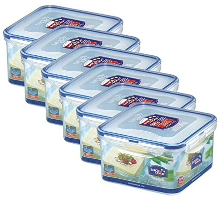Lock&Lock Frischhaltedose | Butterdose | Mozzarella-Dose | 1,2 L mit Serviereinsatz | HPL822T - 6er Set