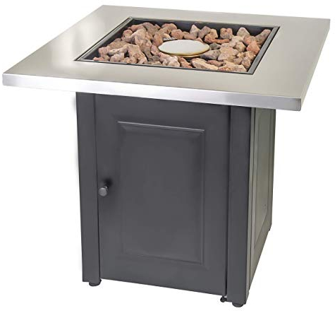 ACTIVA Merida Gas Feuerstelle Edelstahl Mit Lavasteine 12,5 kW - Terrasse Garten Kamin Outdoor Feuertisch Terrassenfeuer
