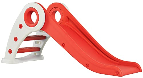 HOMCOM Scivolo per bambini +3 anni Scivolo largo pieghevole con scale Rampa lunga per giardino Parco giochi interno 120x50x56 cm Rosso