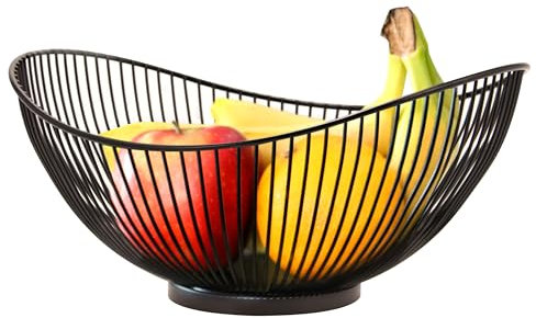 bremermann Obstschale, Obstkorb, Drahtkorb oval Ø ca. 29 x 13,5 x 25,5 cm (schwarz matt)