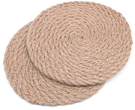 Shiwaki Coussinets isolants en rotin 7 pouces, sous-verres en rotin tissé à la main - Assiettes de base de tasse et vaisselle Support de pot isolant Hot Pads - Accessoires de cuisine de salle à manger