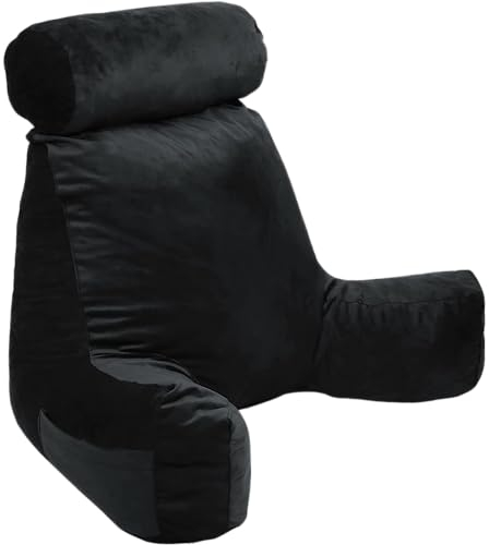 bananair - Lesekissen für Bett und Sofa - Weich und Komfortabel - Optimale Rückenunterstützung - Leicht Transportierbares Rückenkissen mit Praktischen Armlehnen und Ergonomischer Sitzfläche (Schwarz)