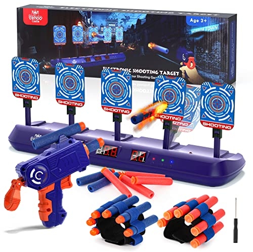Lehoo Castle Tiro al Bersaglio con Pistola Giocattolo per Bambini, Bersaglio Elettrico per Nerf con 20 Proiettili in Schiuma, Giochi Bambino 5 6 7 8 9 Anni