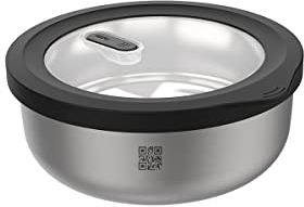 GEFU boîte de conservation Provido, boîte à provisions, code QR des provisions, acier inoxydable, 500 ml