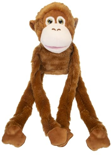 VFM - Orangutan Hand Puppet Plush 65cm - Super Fun Fluffy Orange & Cream Fabric Full Body Puppet - Soft Jungle Toy With Hook and Loop Hands & Feet for Kids & Adults