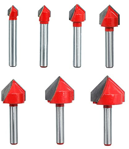 Saipor 7 pz 1/4 Pollice Shank 90 Gradi V Groove Router Bit CNC Incisione Router Bit In Carburo Punta V Scanalatura Bit Lavorazione Del Legno Fresa Strumenti