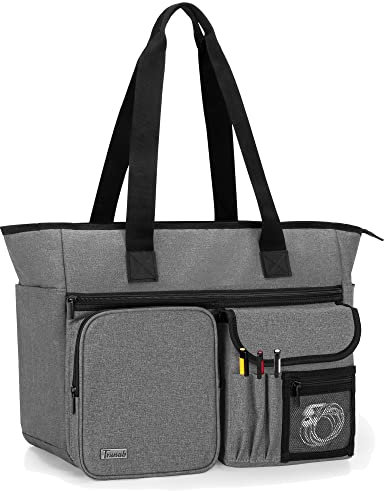 Trunab Lehrertasche Tragbare Teacher Bag, Arbeitstasche für Lehrer mit mehreren Taschen, ideal für Arbeit, Reisen, Schule, Büro und Business, Patentiertes Design, Grau
