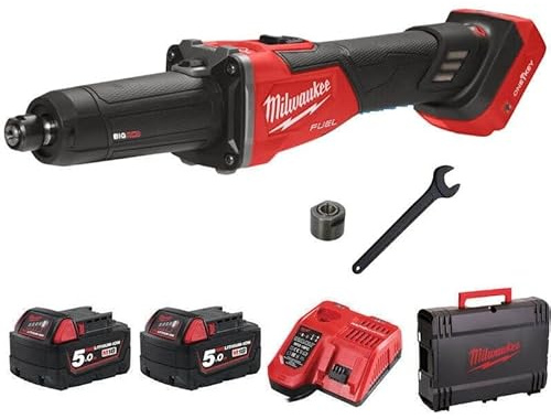 Milwaukee Amoladora recta inalámbrica M18 FDGROVB-502X 18 V 5 Ah, lijadora One Key (TM) con seguimiento de herramientas