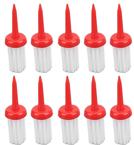 KOSDFOGE Brush Golf Tees Type, 10pcs Golf Tees Brush Type Geringer Widerstand Mehr Abstand Gleichbleibende Höhe Kunststoff-Tees Für Das Golffahrertraining(Weißes Haar mit rotem Griff)