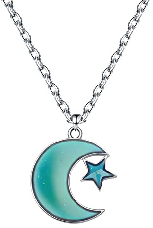 Perfeclan Collier d'humeur changeant de Couleur Pendentif Collier Charmant Unique Humeur changeant de Couleur Pendentif détection de température pour Filles