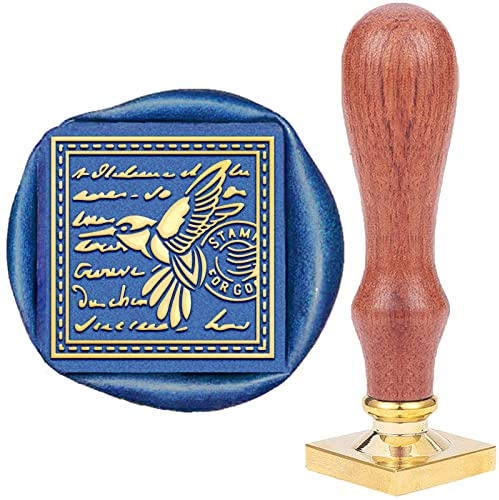 craspire Kolibri-Wachssiegelstempel, Vogel-Aniaml-Siegelstempel, Kupfersiegel, Quadratische Form, Retro, Abnehmbarer Messing-Stempelkopf Mit Holzgriff Für Umschläge, Hochzeitseinladungen, Karten