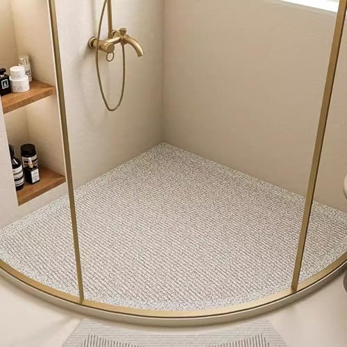 Duschmatte Dreieckig, Duschmatte Dreieckig für Eckdusche, Komfortabel Duschmatte Rutschfest Halbrund, PVC-Luffa Badematte Halbrund mit AblauflöChern Sicherheits, Schnell Trocknend,D,90x90cm(36x36inch)