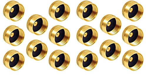 Frobea 16PCS Solid Brass Propane Bottle Suitable for All 1LB Gas Refill Tank Cylinder Sealed Protect Cap for Outdoor Stove