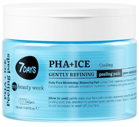 7Days Hautpflege Peeling Pads – Sanfte Gesichtspeeling-Pads mit PHA und Hyaluronsäure – kühlender und beruhigender Gesichtspflege-Reiniger