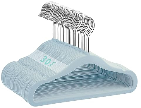 MangoKit 30 Pack Baby Anti-Rutsch-Samt Kleiderbügel, Säuglings- und Kleinkinderbügel, Ultra-schlanke, platzsparende Kinderbügel (28cm, Blau)