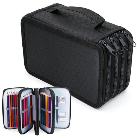 Astuccio portapenne con 72 scomparti, per scuola, studenti, lavoro, ufficio, penne, organizer, materiale scolastico, colore: nero, zaino per la scuola