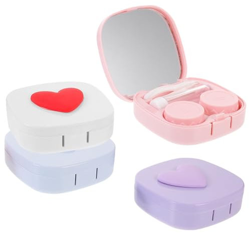 Gatuida 4sets Love Storage Box Portable Mirror Case for Small Lens Holder Outdoor Use Cosmetic Container