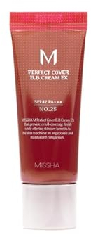MISSHA - Perfect Cover BB Cream EX SPF42 PA+++ 20ml | Perfect Coverage | Sun Protection SPF 42 | Light Formula, Shade No.25 Warm Beige, 10 g