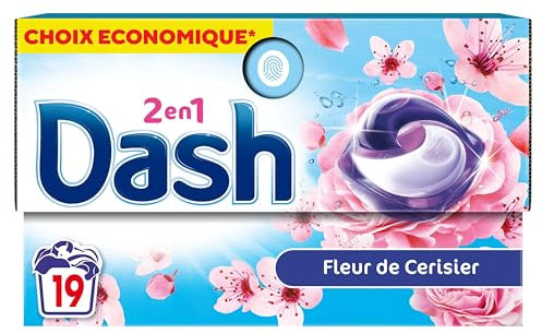 Dash 2in1 PODS, Lessive En Capsule, 19x4 Lavages, Fleurs de Cerisier et Eau de Rose, Avec l’adoucissant Lenor, Fabriquée En France