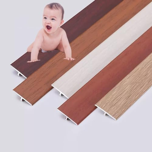 Alu Übergangsschiene, T-Profil Bodenübergangsstreifen 25mm, Ausgleichsprofil für Laminat-Parkettböden, Bodenlücke Flacher Trennstreifen 90cm Bodenleiste Abdeckleiste für Holz Zu Fliesen (Color : Thai