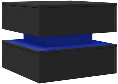 vidaXL Mesa de Centro con Luces LED Negro 50x50x40 cm