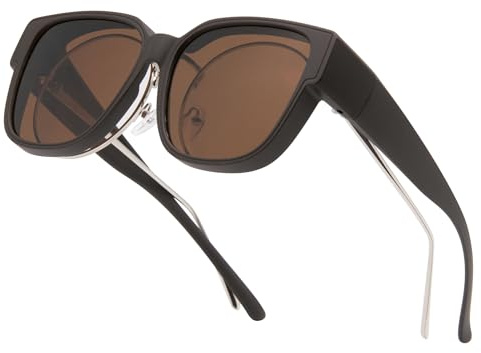Long Keeper Polarisierte Überzieh Sonnenbrille Damen Herren Große Sonnenbrille Überbrille für Brillenträger Überziehbrille Fit Over Brille mit UV400 Schutz