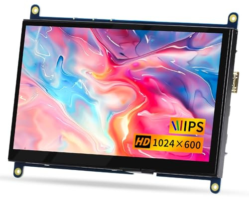 CUQI 7 Pouces Raspberry Pi Display, HD IPS 1024x600 Mini Moniteur pour Raspberry Pi 5/4/3, PC, Windows, Xbox, Caméra (Non Tactile)
