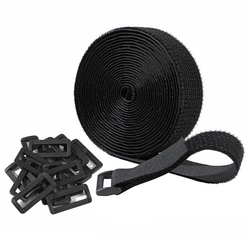 Sangles de fixation auto-agrippantes de 4 cm x 5 m avec 15 boucles, longueur de coupe libre | Facile à utiliser | Réglable | Attaches de câble de fixation réutilisables, sangle de serrage de 4 cm de