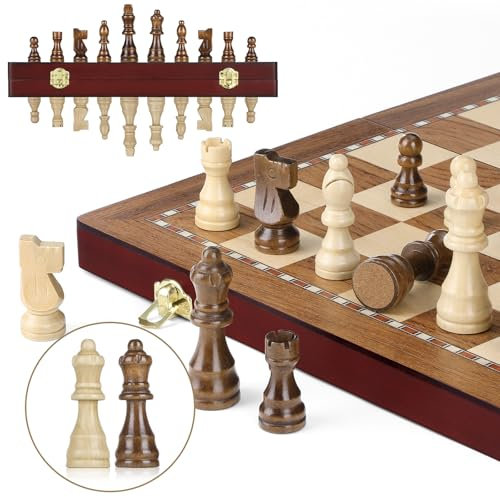 Peradix Magnetisches Schachspiel aus Holz,38CM Schach Klappbares Schachbrett,Schachspiel Hochwertig Riesenschach Chess Set mit Schachfiguren für Kinder