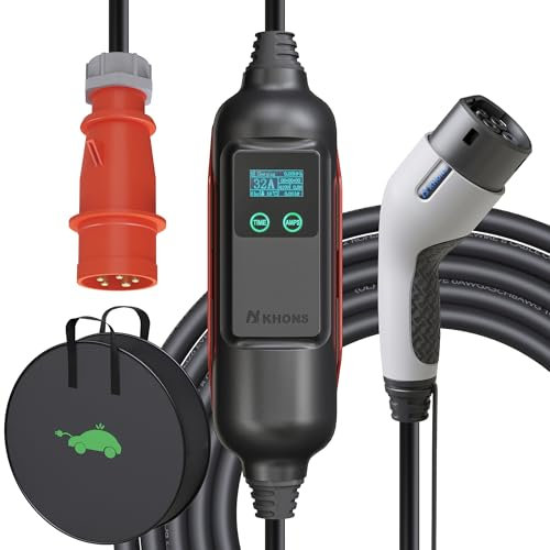 Mobile Wallbox 11KW，Typ 2 Ladekabel mit CEE Stecker，6 Meter |16A | 11KW | 3-Phasig | IP65 Wasserdicht, Tragbares EV-Ladegerät und Mobile Wallbox Ladestation für IEC 62196-2
