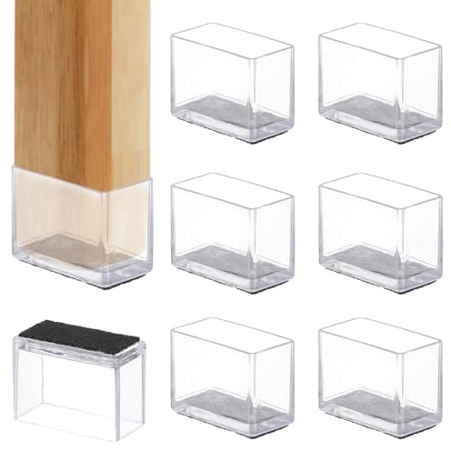 PATIKIL Feltrini Proteggi Pavimento Gambe Sedia per Legno, 8Pz Rettangolo Gommini per Sedie Adatto a 1.18 x 0.59 Tappo Gambe Mobili Copertura per Piedini Mobili Tappeto, Trasparente