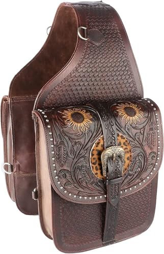 EQUIEMPRESS Western Satteltasche aus Leder für Pferde | Reitspaß, Wanderritt, geeignet für Reiten und Fassrennen | Satteltasche mit verstellbarem Riemen, Größe: 10x10x3 AZ-17