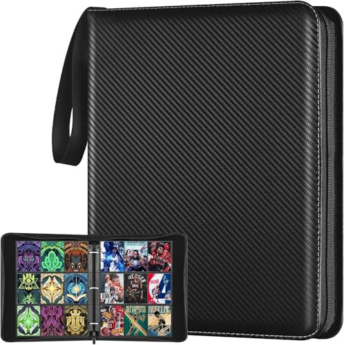 KAHEIGN 9-Pocket Trading Card Album, 900 Pockets PU Leather Card Folder Zipper Card Binder Holder Album with 50Pcs Removable Sleeves for Cartoon Animation Sports Game Cards Collect