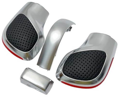 4er Set Leder Seitenschaltmanschetten mit Loch für Schalthebel mit Chromteil für VW Golf 6 Golf 7 R GTI Passat B7 B8 CC R20 Jetta MK6 GLI