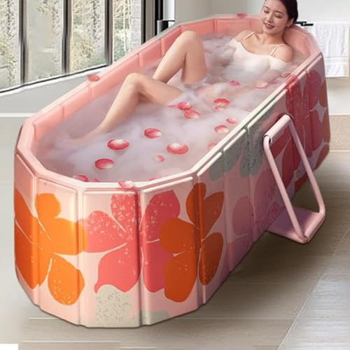 Portable Foldable Bathtub, Freestanding Soaking Bathtub, Hot Bath Ice Bath Tub With Two Drain Ports, Sauna Bath Tub For Adults, Bathroom Soaking Bathtubs For Shower 150x55x50cm