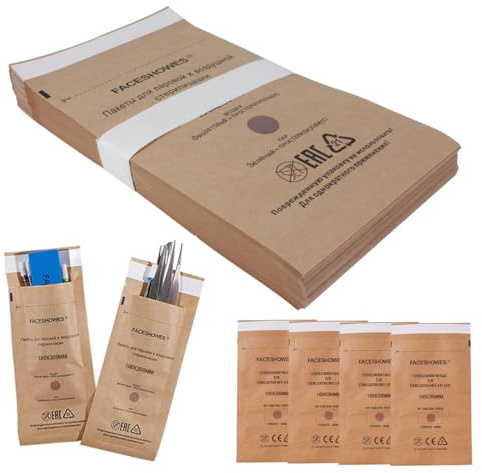 WeddHuis 50 Pezzi Buste per Sterilizzazione Autosigillanti per Cosmetica e Strumenti per Unghie (100 * 200MM)