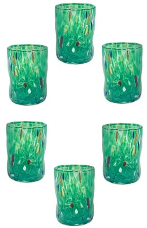 MurArt Shot di Murano Set da 6 bicchierini alt. 6,5 in vetro soffiato a mano in lavorazione artigianale Collezione Eleganza Made in Italy (1, Verde erbe)