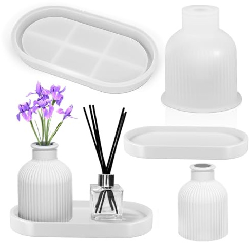 2 Stück Silikonform Vase,1 Vase+1 Paletten,DIY Vases Resin Formen, Silikonform Blumentopf,Epoxidharz Formen Moulds,Zur Herstellung von Vasen