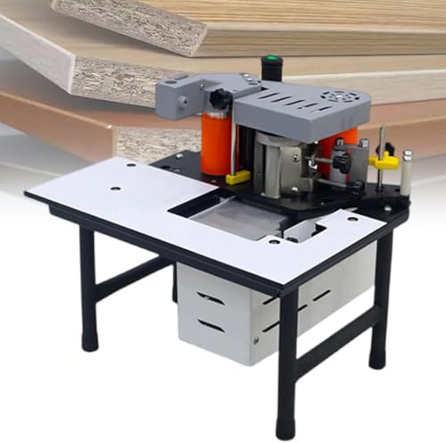 YMAOMAO Kantenanleimmaschine für die Holzbearbeitung, doppelseitige Holzanleimmaschine, manuelle Bandbrech- und Kantenversiegelungsmaschine, Versiegelungsgeschwindigkeit 2–6 m/min,White