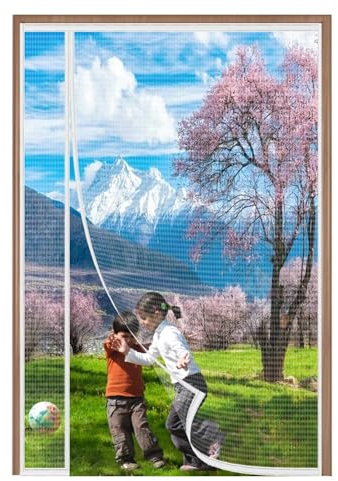 Fliegengitter Tür Magnet Insektenschutz Balkontür Fliegenvorhang,120x210cm(WxH) Weiß,Klebmontage ohne Bohren - Vorhang für Balkontür Wohnzimmer Schiebetür Terrassentür