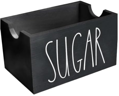 Fenteer Dispensador de Azúcar en Sobres, Soporte de Madera para Café, 20 Unidades para Mesa Y Cocina, Negro, Individual