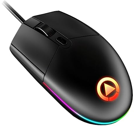 SHINEOFI Souris Gaming Filaire Ergonomique 800 à 1600 Dpi Abs Noir | Rétroéclairage Respirant, Positionnement Précis et Rapide, Prise Confortable pour Bureau et Jeu