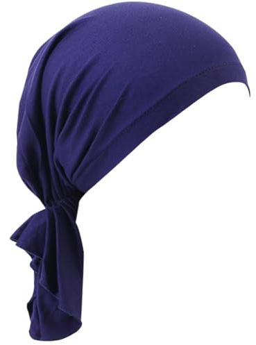 ORKSEA Chemo Headwear for Women Pre-Tied Head Scarf Slip On Headwraps Soft Turbans Cancer Hats Beanie Coverings Scarves Navy